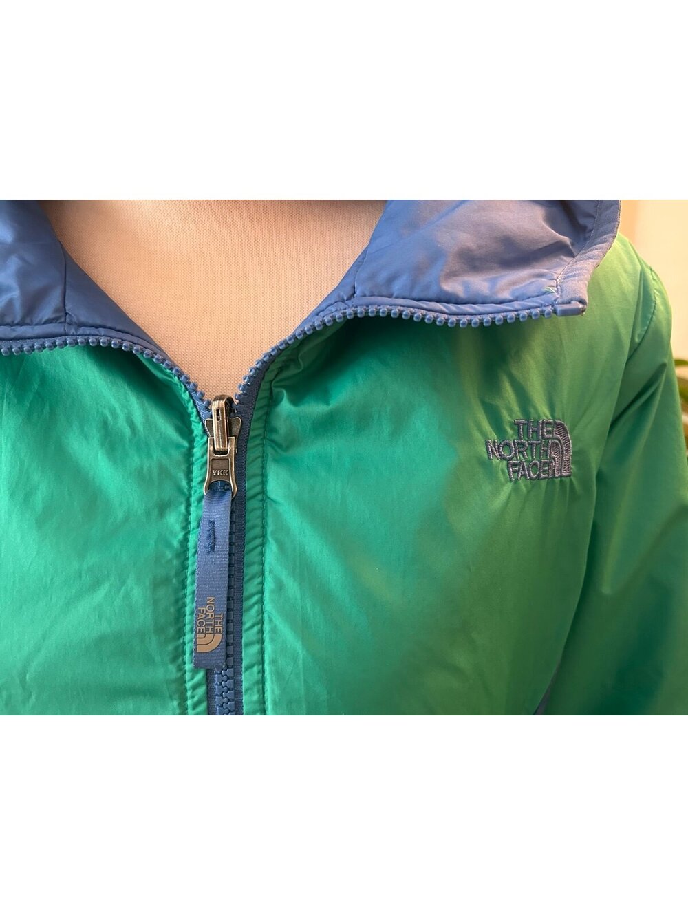 North Face Girls’ Reversible Jacket XL (18) Teal & Blue Hooded Sz xl 18